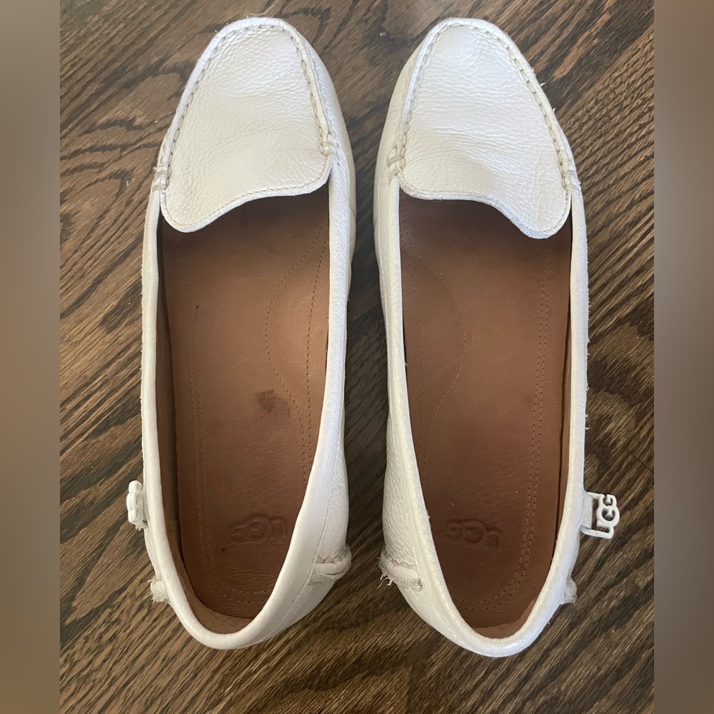 UGG white leather loafers